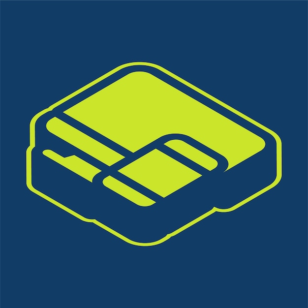 Green Retro Isometric Vector Computer and Mobile Phone Icon with Editable Background