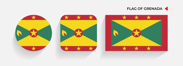 grenada flags arranged in round square and rectangular shapes