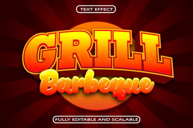 Grill Baberque Editable Text Effect 3 Dimension Emboss Modern Style