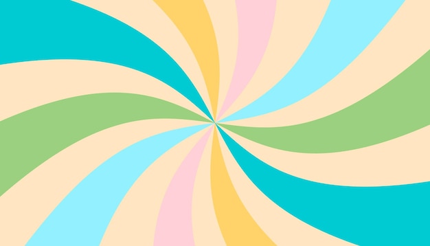 Groovy Retro background swirled stripes green yellow beige blue red orange vector illustration