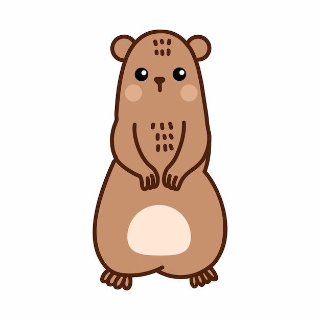 Groundhog on white background Illustration for kid in cartoon style