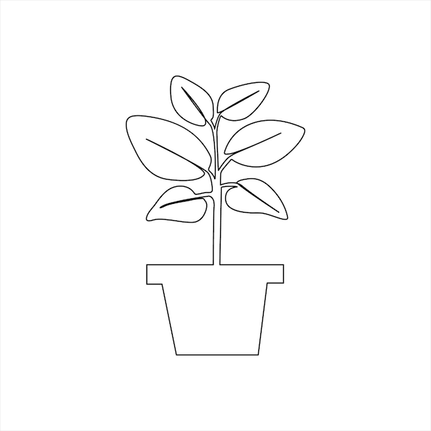 Growth tree continuous line vector image on white background concept of nursery business