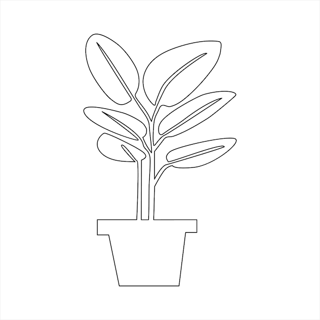Growth tree continuous line vector image on white background concept of nursery business