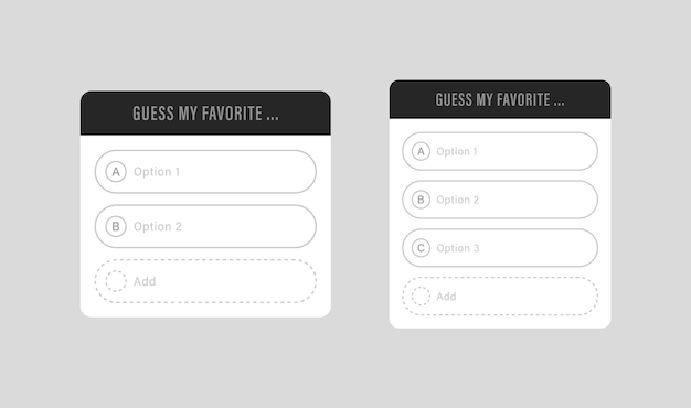 guess my favorite sticker frame story quiz template social media instagram ask question options