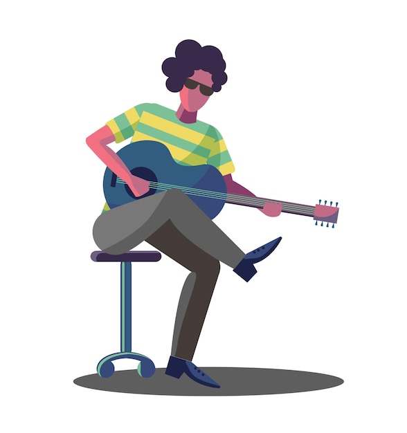Guitar artist performing isolated