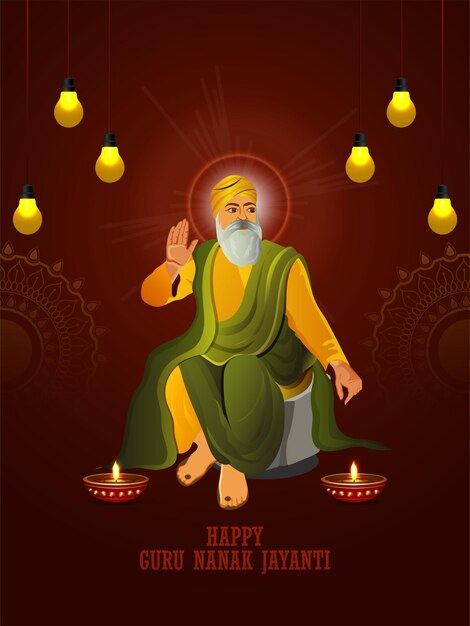 guru nanak jayanti celebration background with vector illustration