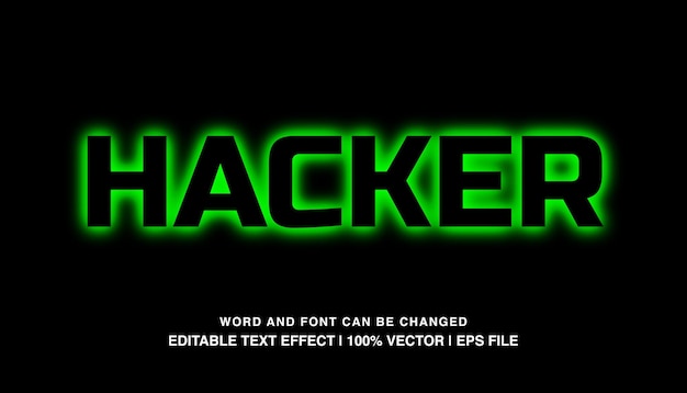 hacker editable text effect template green neon light futuristic typeface
