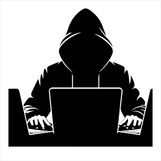 hacker silhouette vector on white background