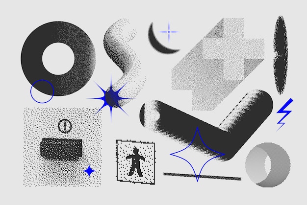 halftone bitmap vector pack art shape