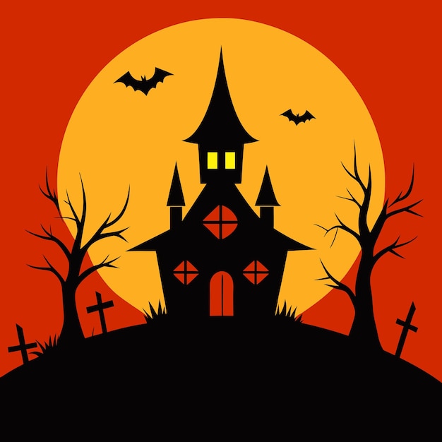 Halloween Scary House Background Spooky Haunted House Illustration for Halloween Designs