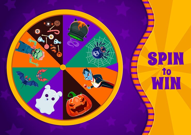 Vektor halloween spin fortune wheel holiday roulette