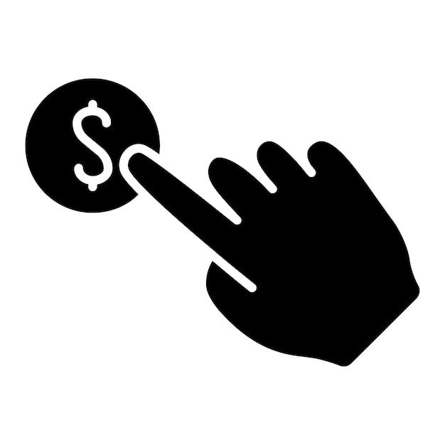 hand clicking dollar coin line icon money finance currency click payment business dollar hand coin symbol commerce transaction wealth economy cash icon touch online