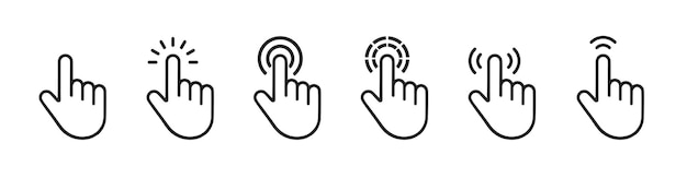 Hand cursor click icon Web pointer set Click mouse cursor collection Vector illustration
