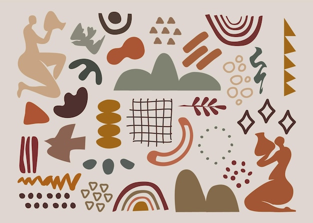 hand drawn abstract organic shapes  collection