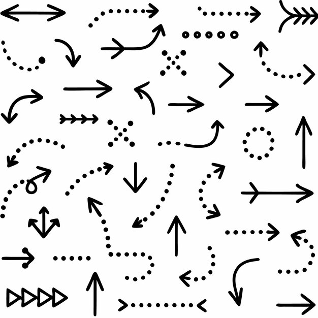 Hand Drawn Arrows Collection Up Down Left Right Indicators