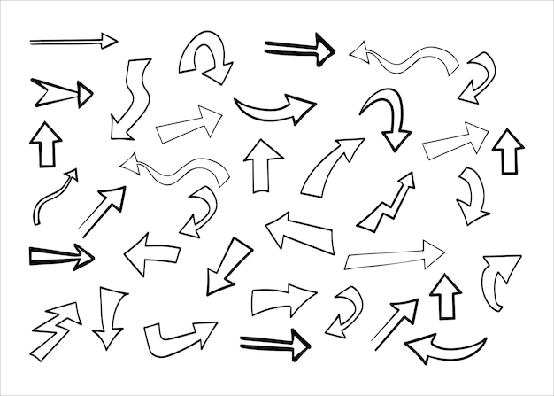 Hand drawn arrows vector set