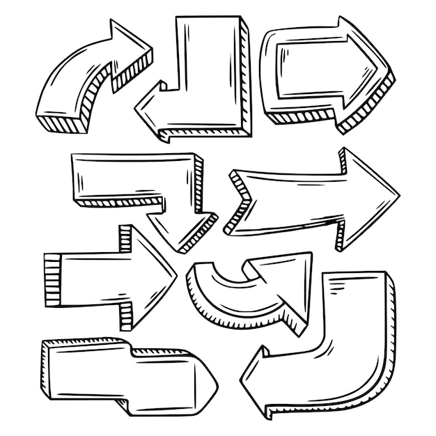 Hand drawn arrows with varied shapes and directions