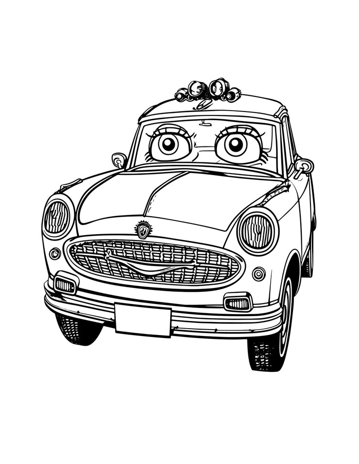 Vektor hand drawn car kids book coloring page