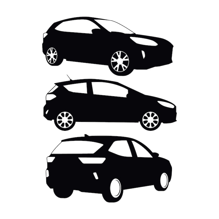 Vektor hand drawn car silhouette set