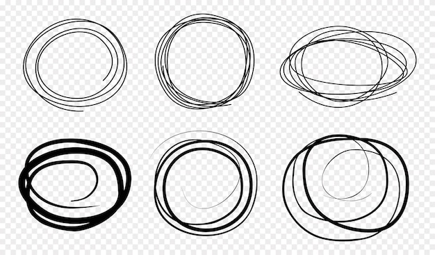 Hand drawn circle line sketch set Round vector fields of writing circles for messages