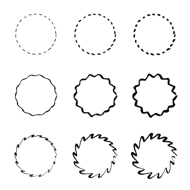 hand drawn circles sketch frame set black vector doodle ellipses doodle circles for design elements