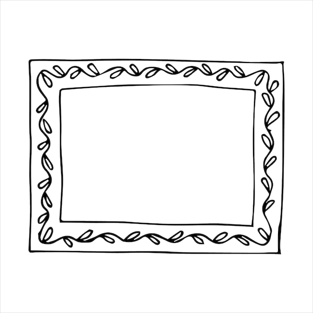 hand drawn doodle style rectangular frame black and white vector illustration