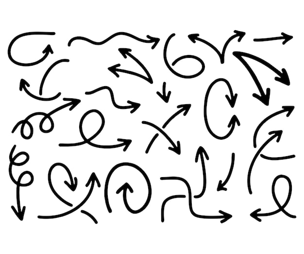 Hand drawn doodle vector arrows and design elements