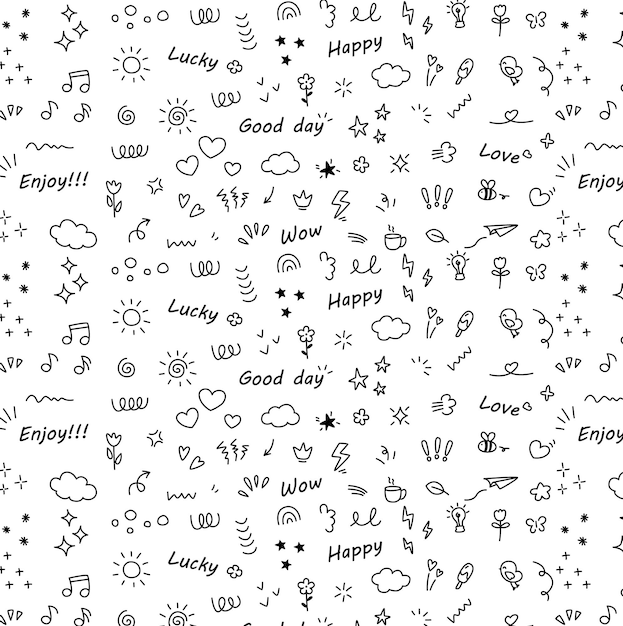 Hand drawn doodle vector Cute simple doodle pattern