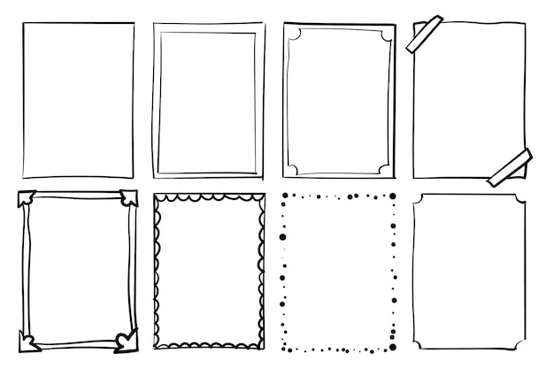 Hand drawn frames handdrawn scribble simple box vector empty drawing borders