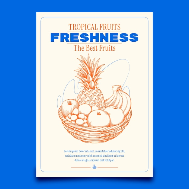 Hand drawn fruits poster template