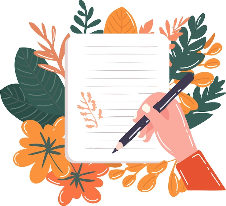 Vektor hand drawn notebook with flowers in flat style