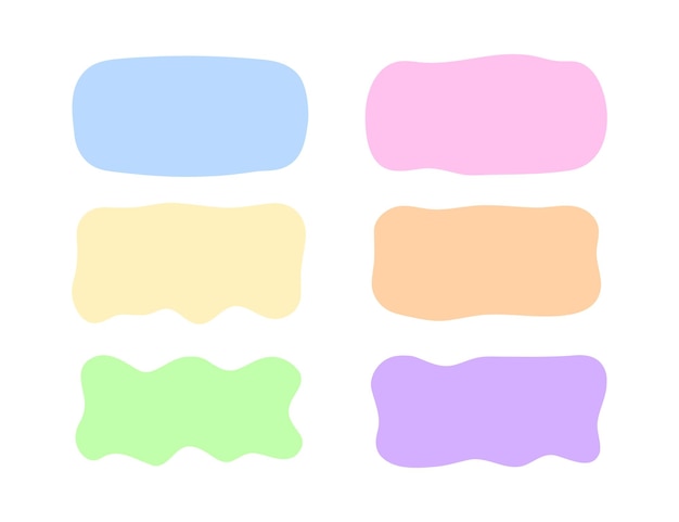 Hand drawn organic shapes minimalistic frames set Multicolor doodle style text boxes