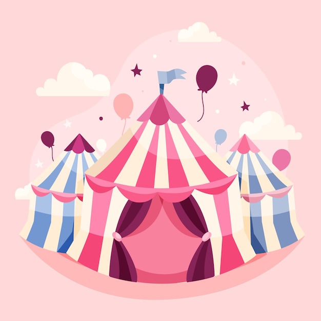 hand drawn pink circus illustration