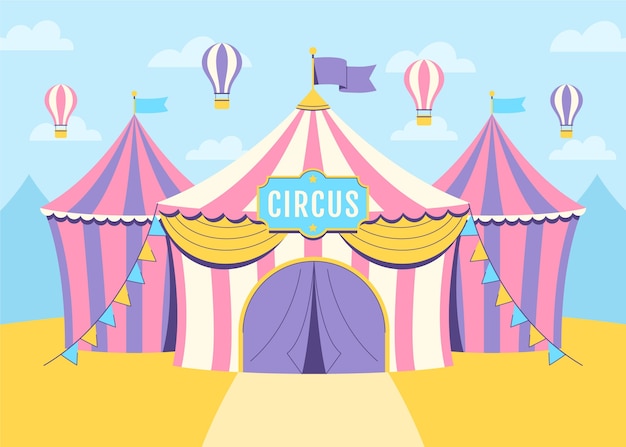 hand drawn pink circus illustration