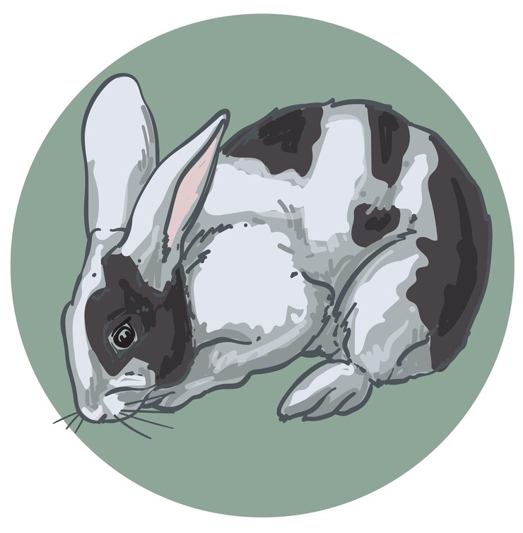 Vektor hand drawn rabbit color vector illustration