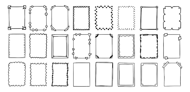 hand drawn rectangle frame doodle vertical line style empty drawing textbox