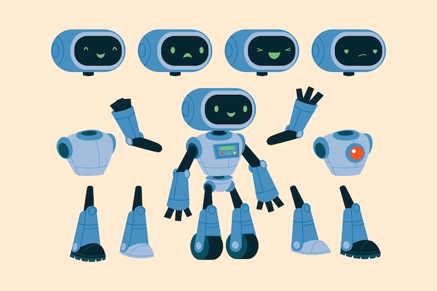 Hand drawn robot character parts collection