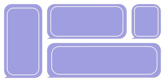 Hand drawn set minimalist color blue outline texbox empty speech bubbles quote frames blank template
