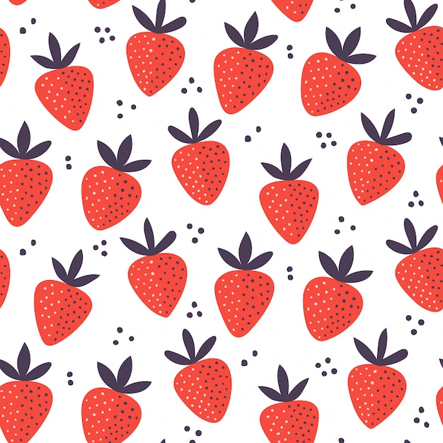 hand drawn strawberry seamless pattern