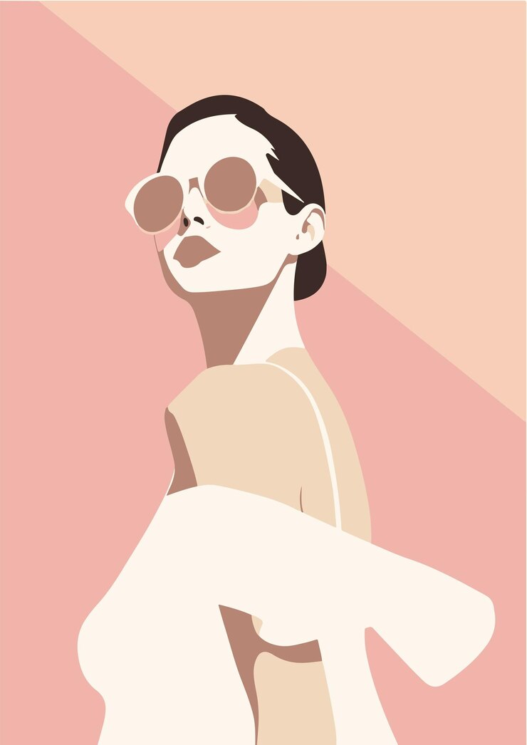 Vektor hand drawn trendy woman fashion portrait covers illustration