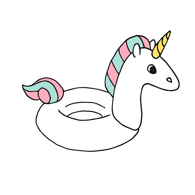 Hand drawn unicorn summer rubber swimming ring
