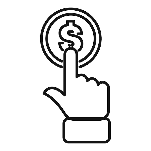 hand pointing dollar coin currency business finance icon