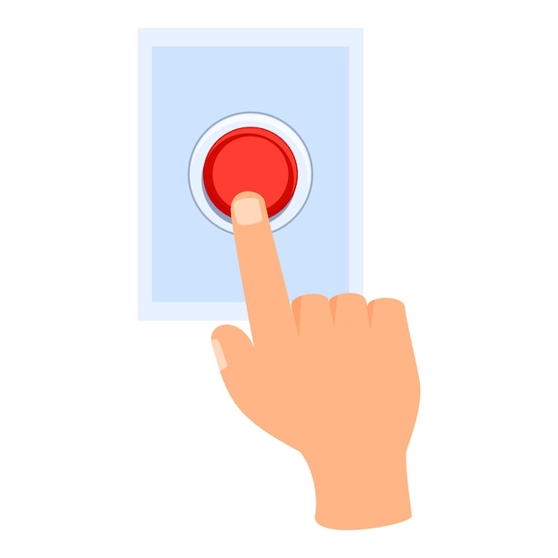 Hand pushing red button on panel