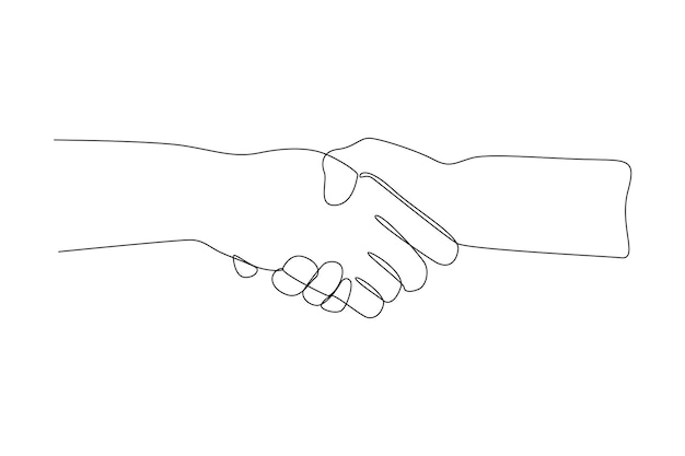 hand shake each other business minimalist concept simple continuous line