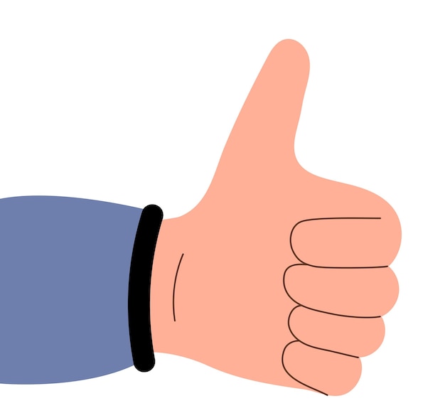 Hand with thumb up Concept of approval praise Human hand vector illustration icon