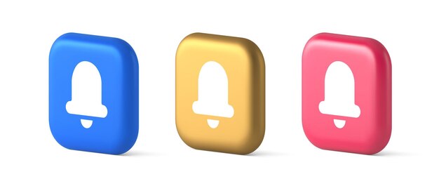 handbell ring sound notification button incoming message call notification 3d realistic icons