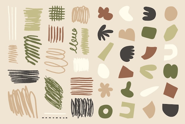 handdrawn collection. minimalist abstract nature art shapes collection. abstract collection