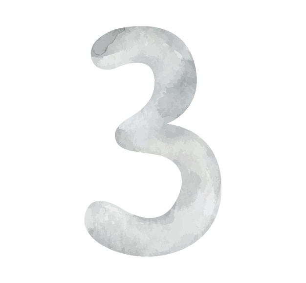 Handdrawn watercolors numbers 123 isolated illustration