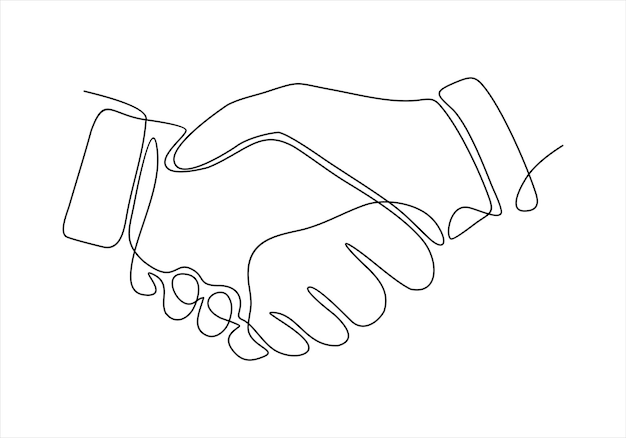 handshake continuous line vector drawing business agreement vector concept