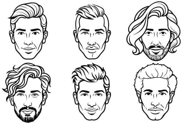 Handsome men with different hairstyles Vector illustration